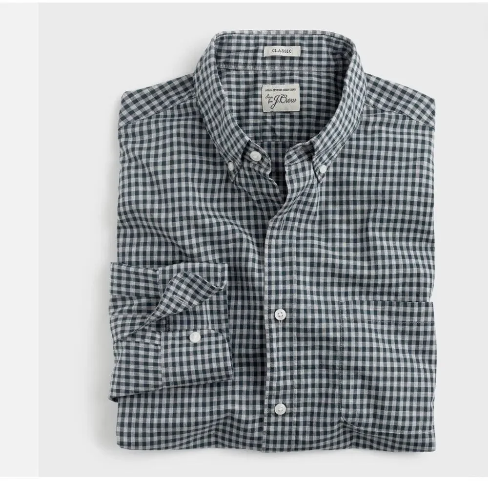 J.Crew Secret Wash Shirt in Gingham Size M 100% Cotton Classic NEW